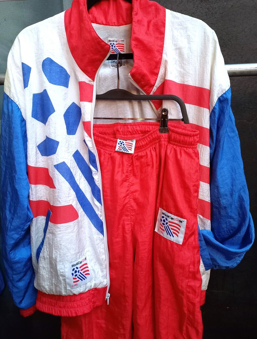 US Soccer 1994 World Cup Track Suit jacket pants windbreaker M red blue FIFA vtg